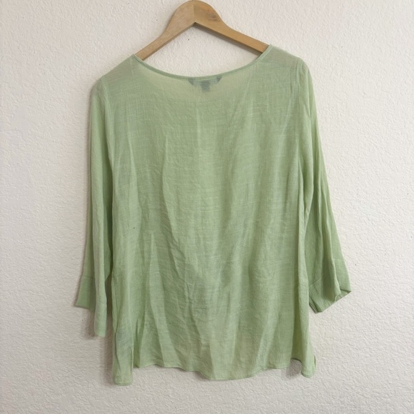 Zac & Rachel Lime green Solid 3/4 Sleeve Blouse Size Large - Picture 2 of 7
